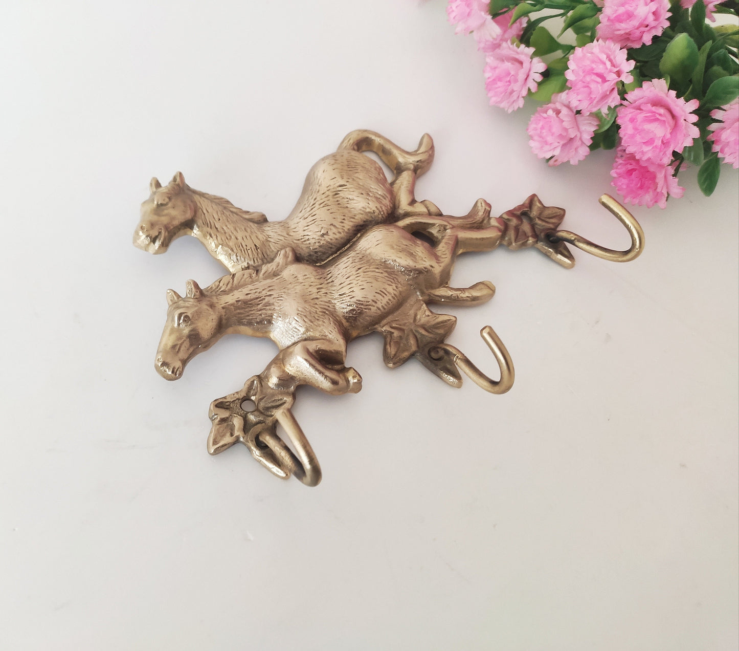 Key holder Horses Brass Wall hook - Wall decor - wall Rack wall hanger brass Wall Decor Key Ring Holder Family Key Holder Home gift