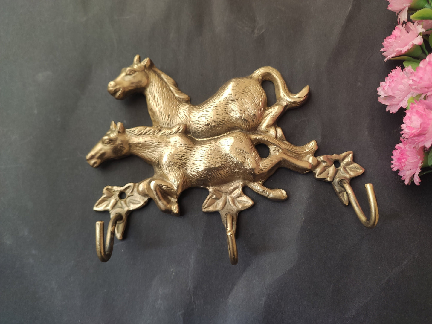 Key holder Horses Brass Wall hook - Wall decor - wall Rack wall hanger brass Wall Decor Key Ring Holder Family Key Holder Home gift